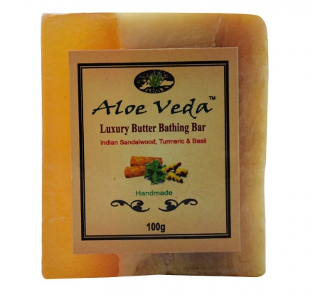 Aloe Veda Luxury Butter Bathing Bar Indian Sandalwood-Turmeric and Basil